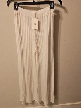 Milio Milano Bianco (White) Ribbed Knit Modal Lounge Pants Size M